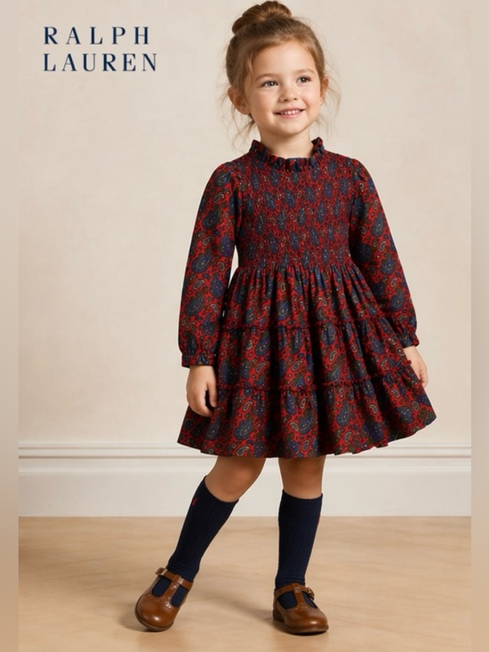 Ralph Lauren Other - Ralph Lauren Paisley Smocked Cotton Long Sleeve Dress Girls 4T Boho Preppy